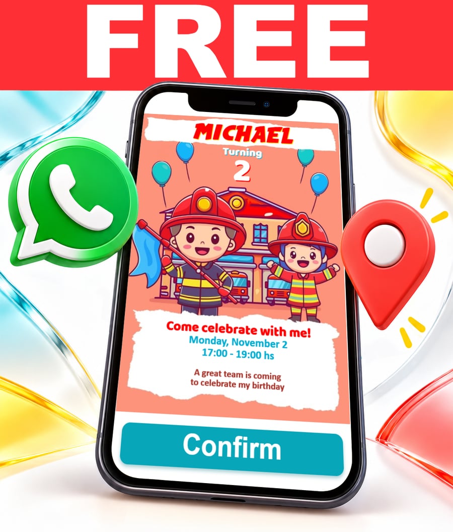 Free Fireman interactive invitation