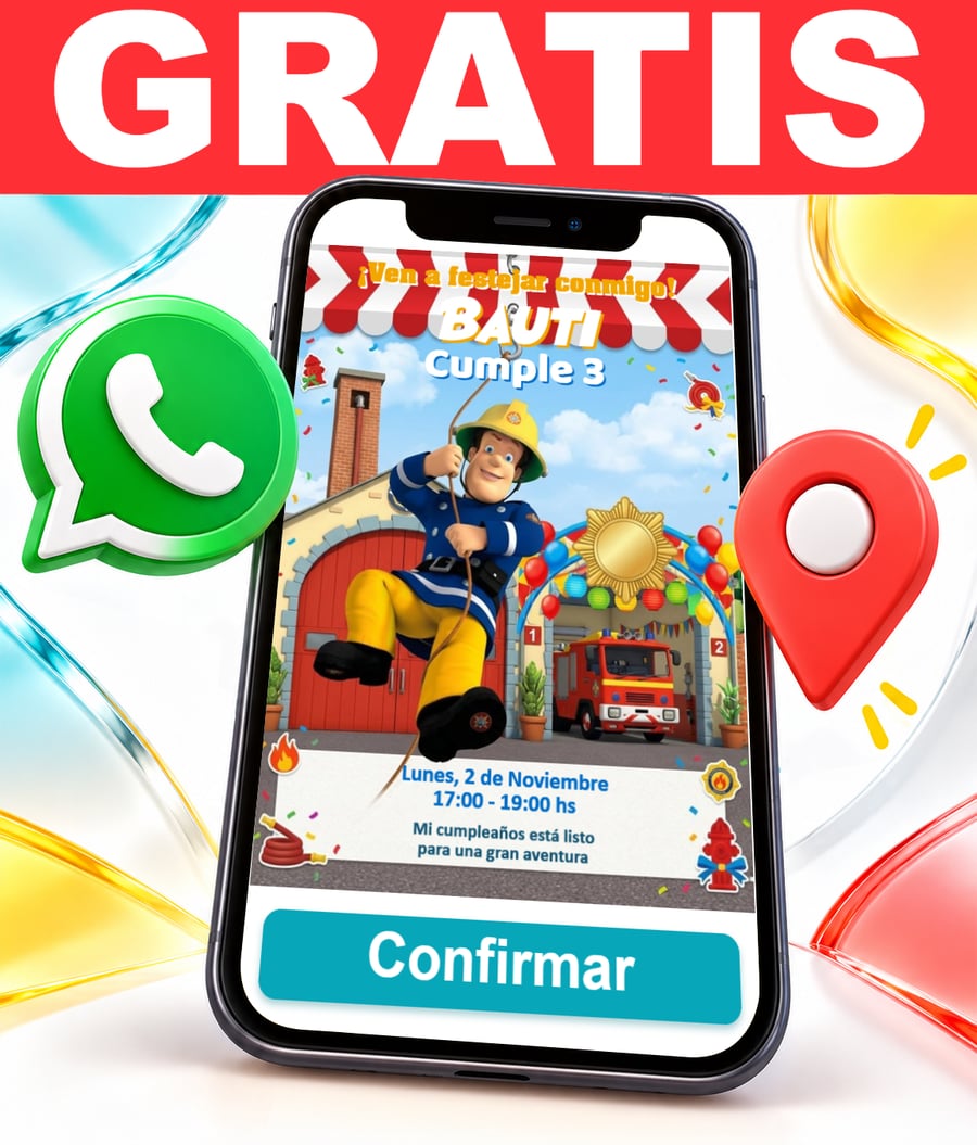 Invitación interactiva de Bombero Sam Gratis