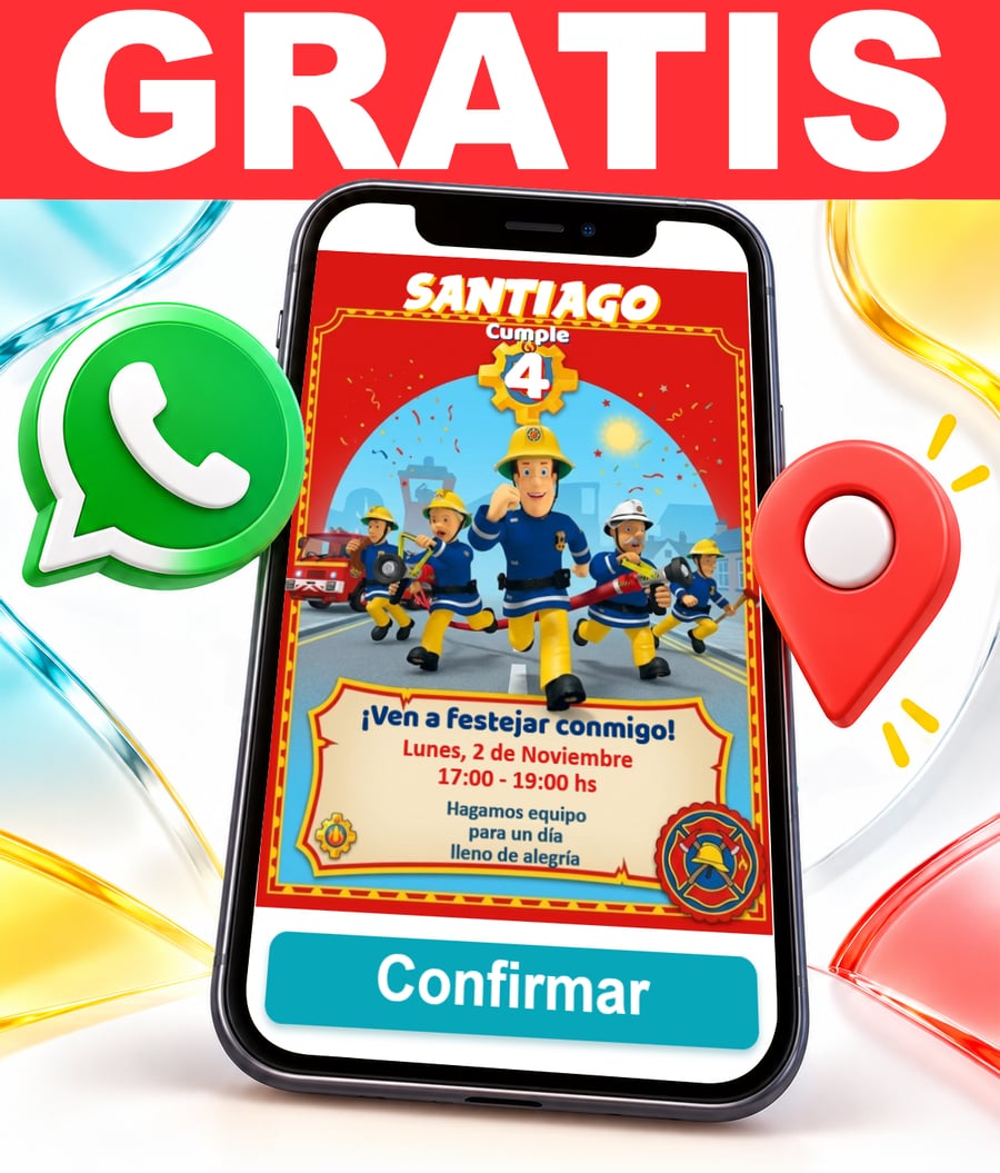 Invitación interactiva de Bombero Sam Gratis