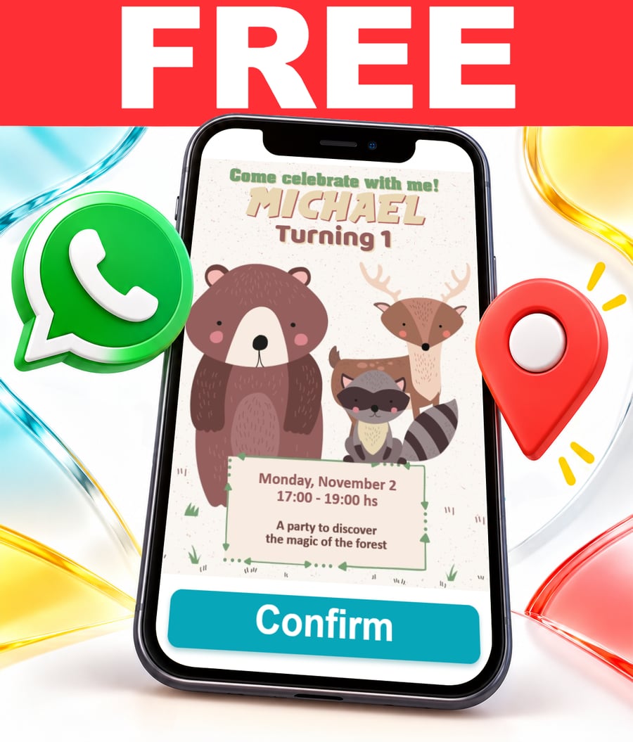 Invito interattivo di Animali della Foresta Gratis