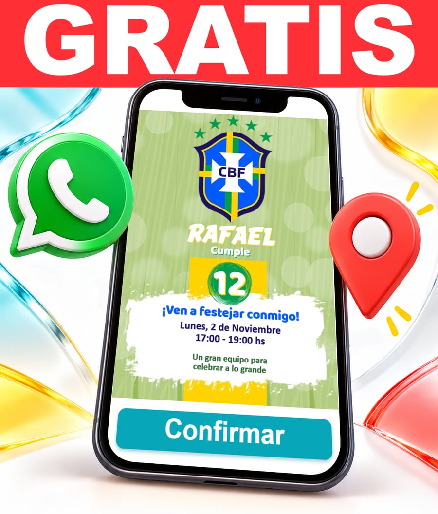 Invitación interactiva de Selección de Fútbol de Brasil Gratis