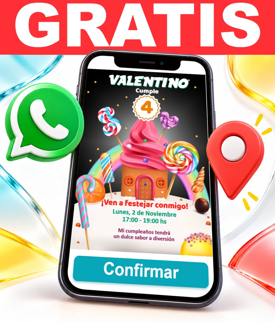 Invitación interactiva de Dulces Golosinas Gratis