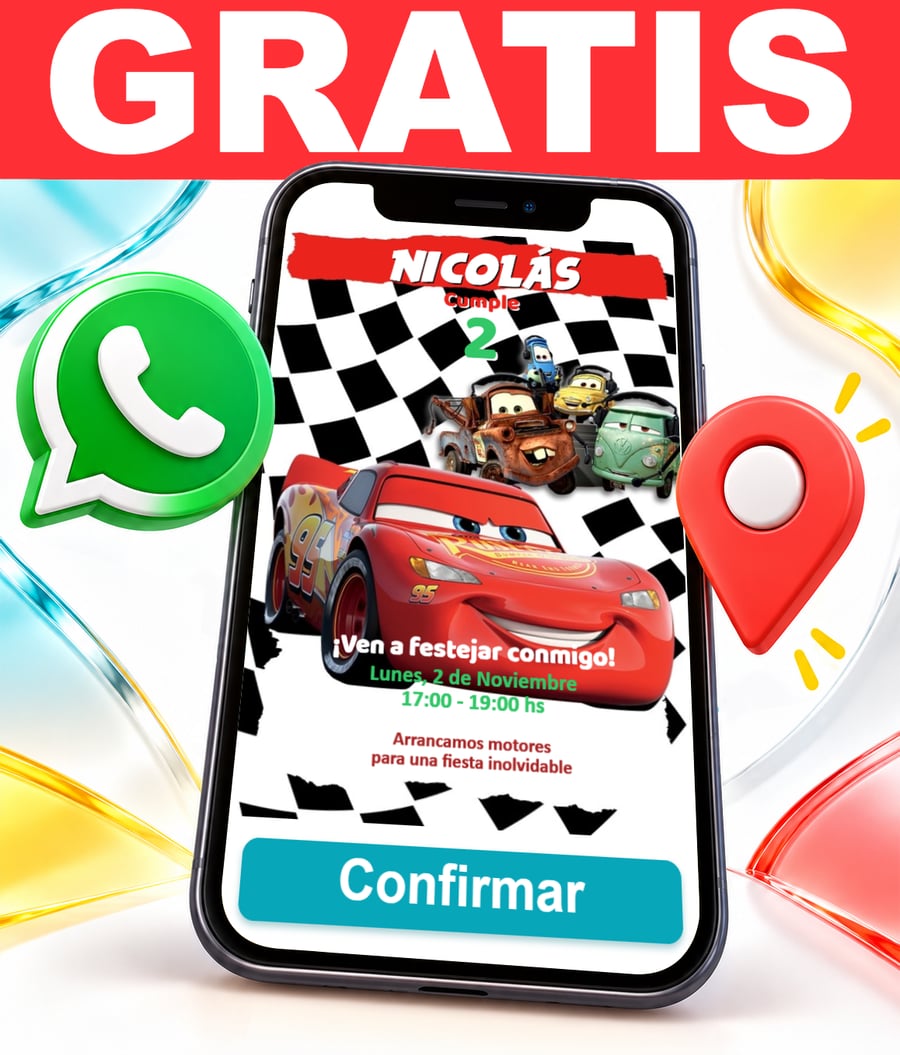 Invitación interactiva de Cars Gratis