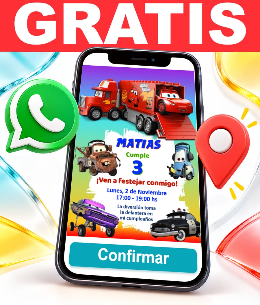 Invitación interactiva de Cars Gratis