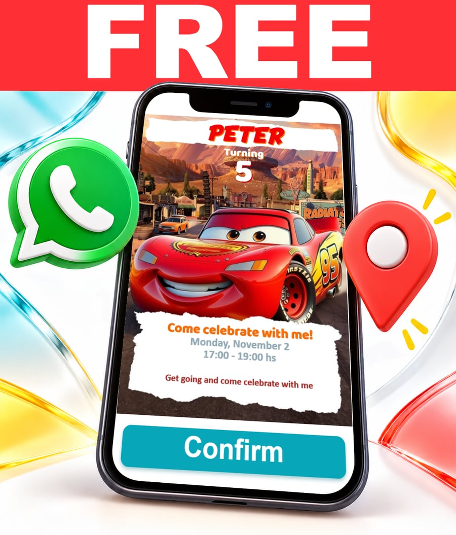 Free Cars Lightning McQueen interactive invitation