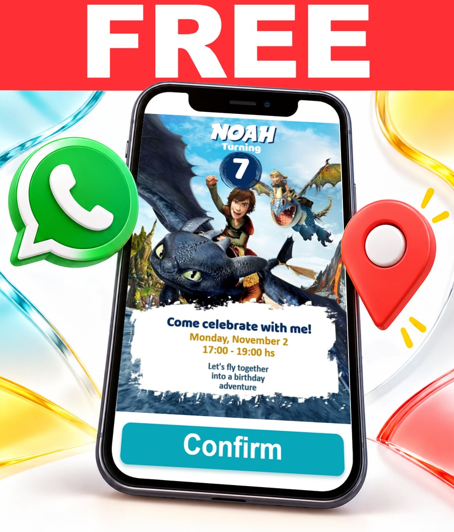 Free Toothless How to Train Your Dragon interactive invitation