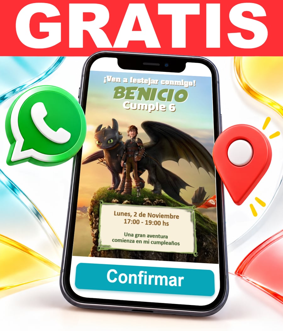 Invitación interactiva de Chimuelo Desdentado Cómo entrenar a tu Dragón Gratis
