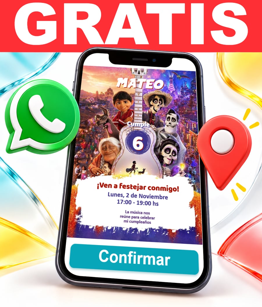 Invitación interactiva de Película Coco Gratis