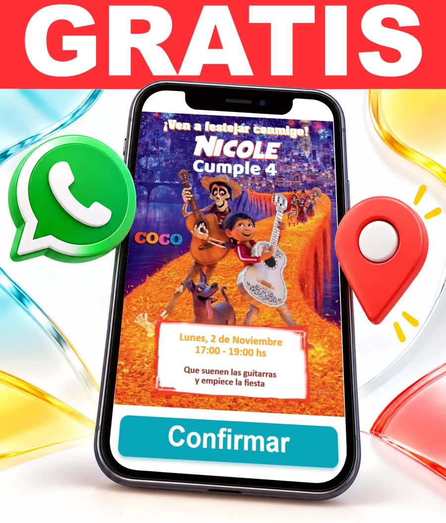 Invitación interactiva de Película Coco Gratis