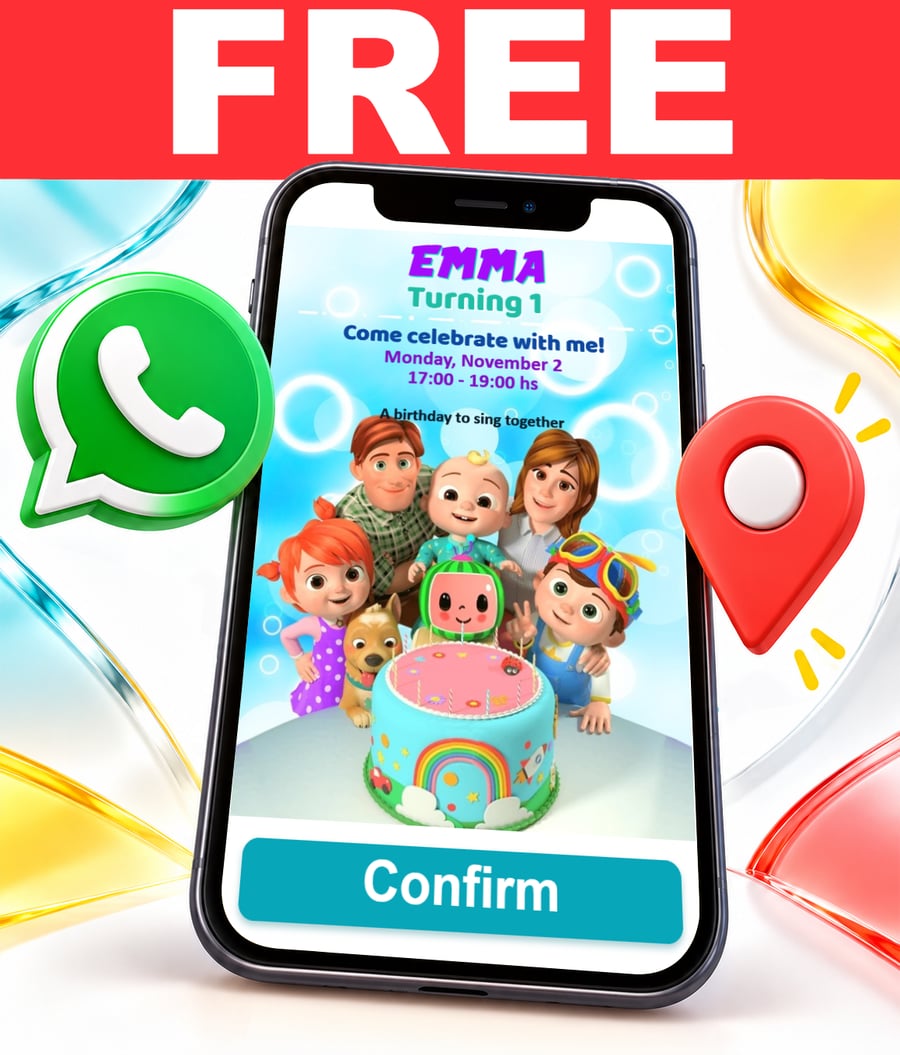 Free Cocomelon interactive invitation