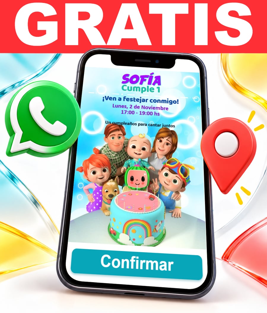 Invitación interactiva de Cocomelon Gratis