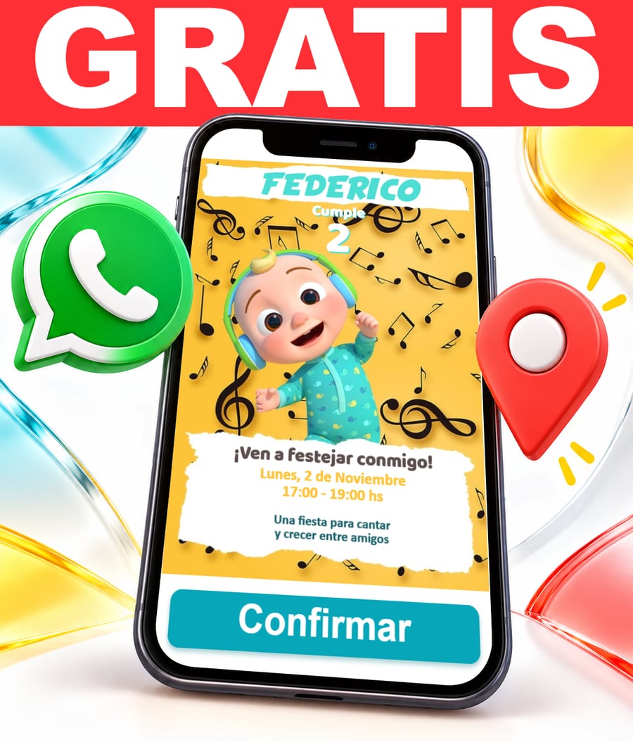 Invitación interactiva de Cocomelon Gratis