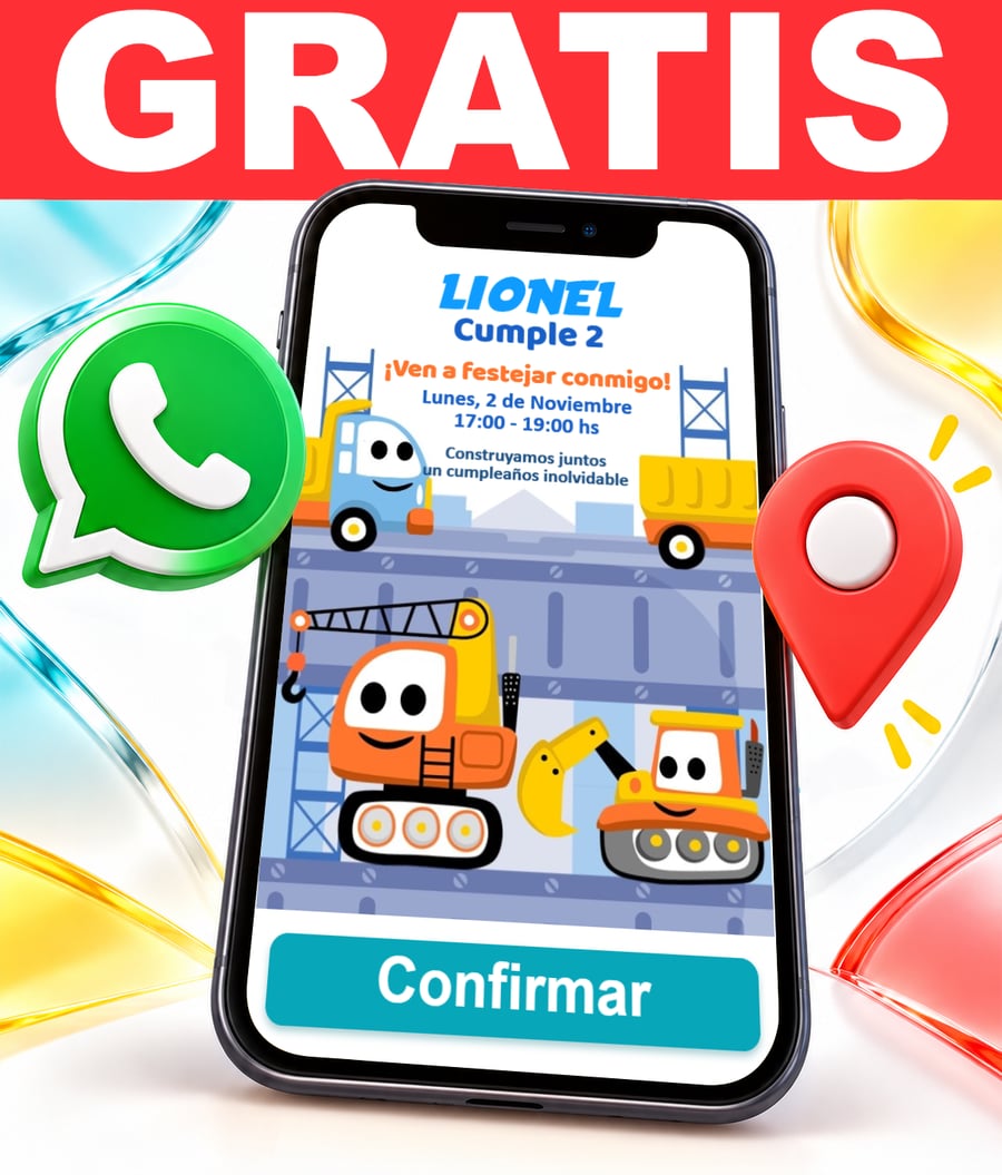 Invitación interactiva de Camiones de la Construcción Gratis