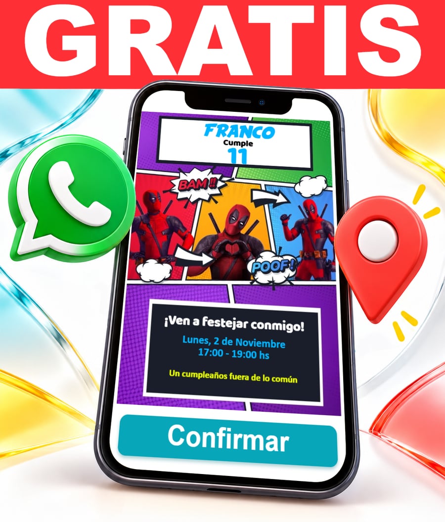 Invitación interactiva de Deadpool Gratis