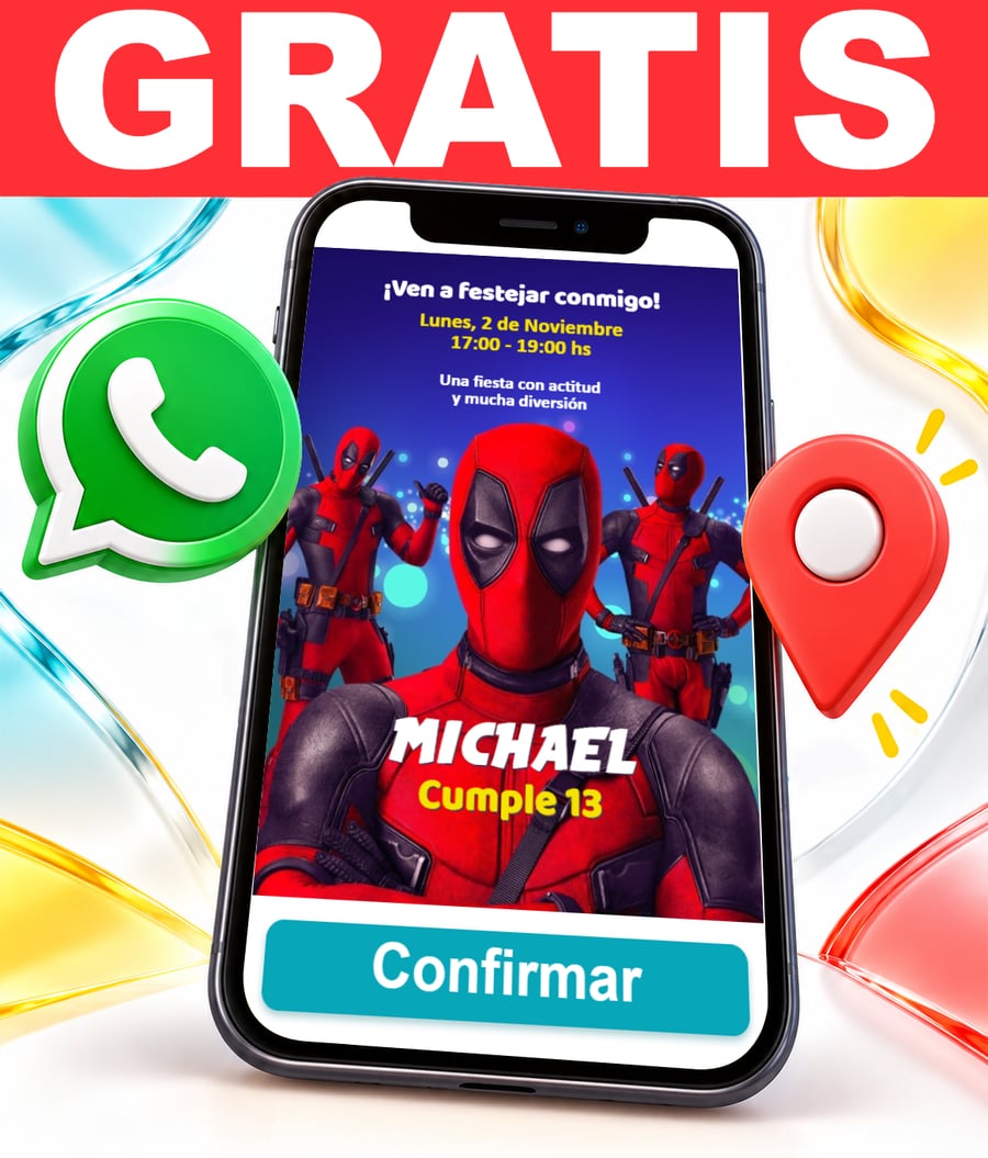 Invitación interactiva de Deadpool Gratis