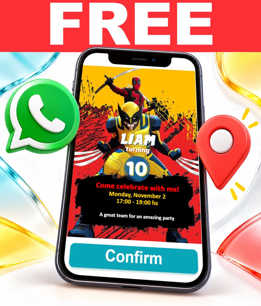 Invito interattivo di Deadpool e Wolverine Gratis