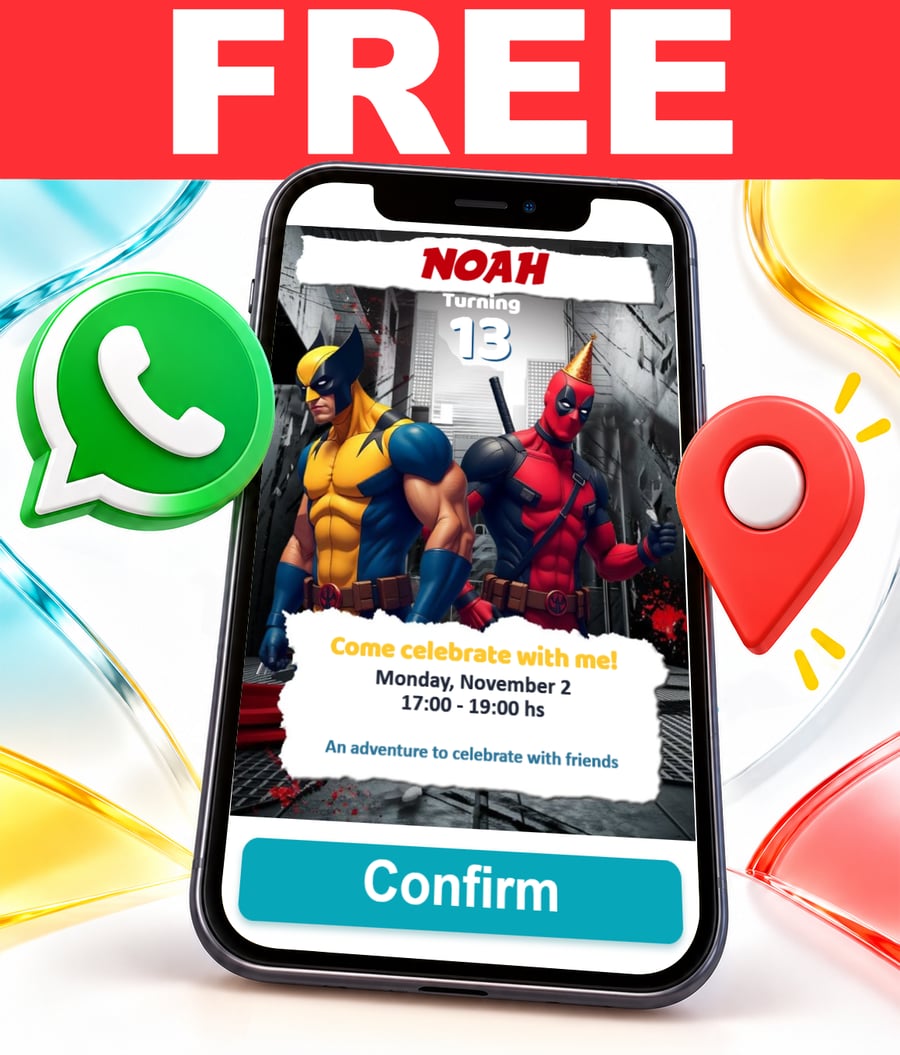 Invito interattivo di Deadpool e Wolverine Gratis