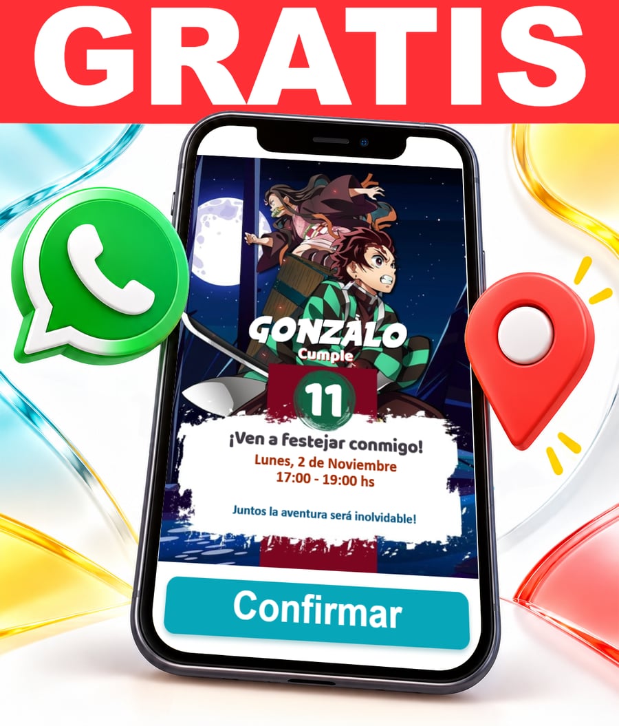 Invitación interactiva de Demon Slayer Kimetsu no Yaiba Gratis