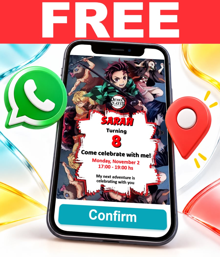 Convite interativo de Demon Slayer Grátis