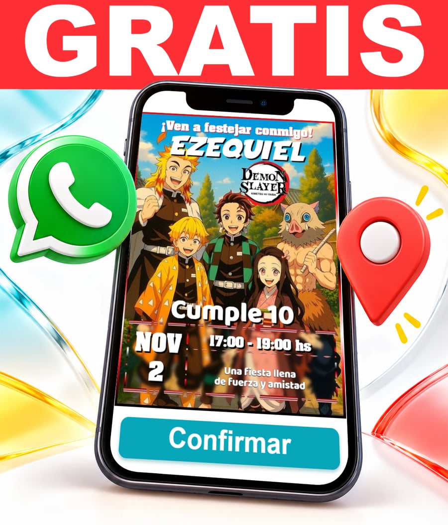Invitación interactiva de Demon Slayer Gratis
