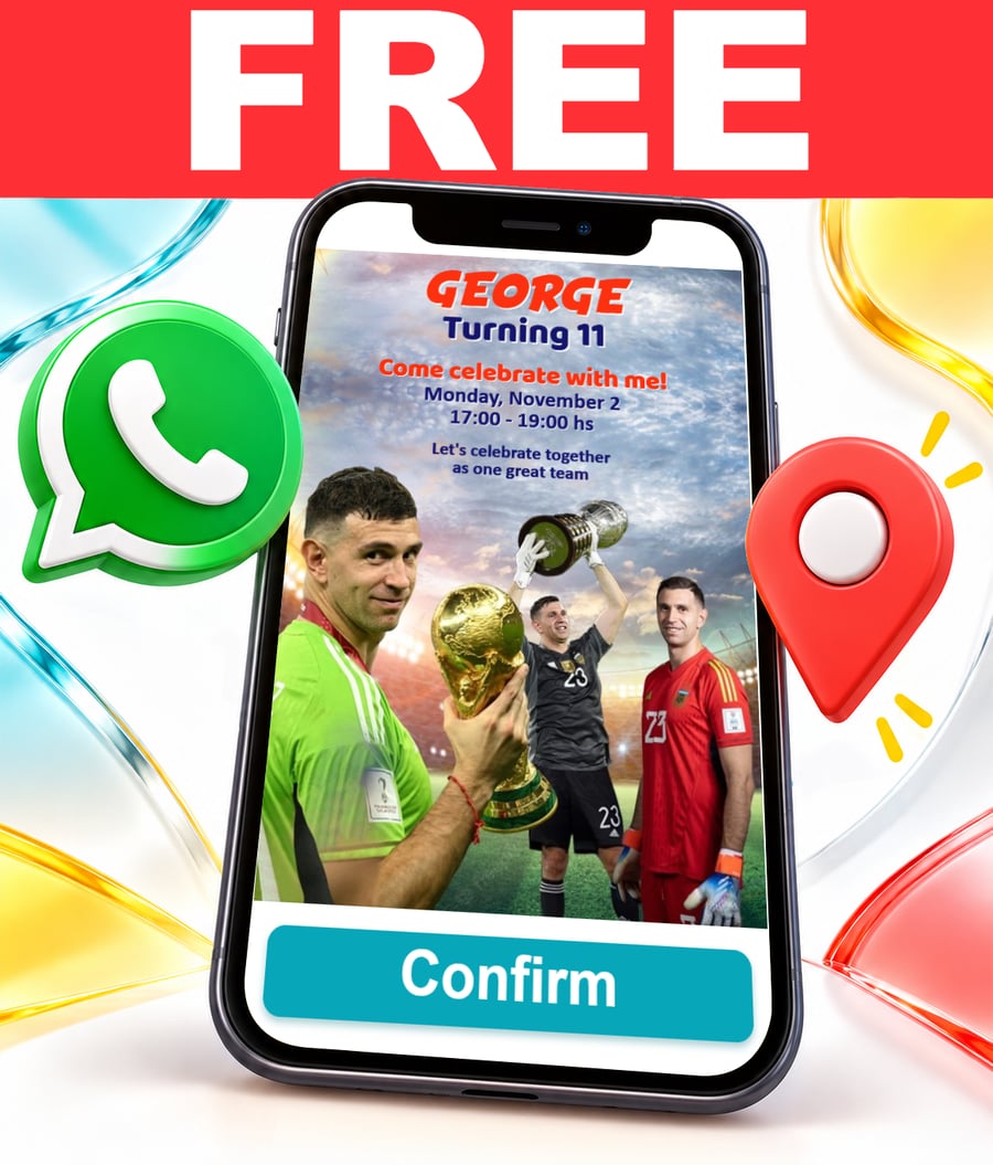 Free Emiliano Dibu Martinez interactive invitation
