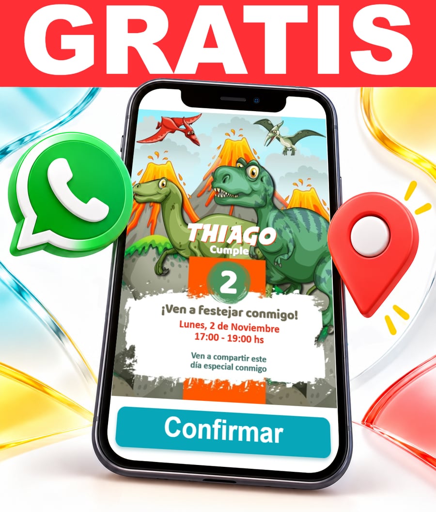 Invitación interactiva de Dinosaurios Gratis
