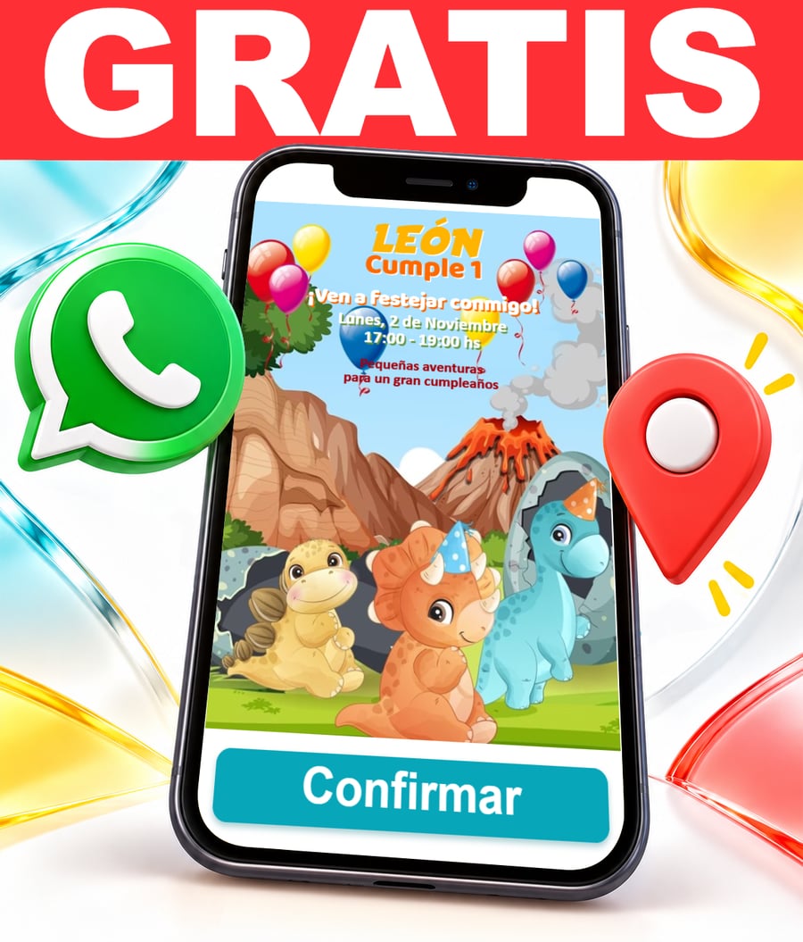 Invitación interactiva de Dinosaurios Bebes Gratis