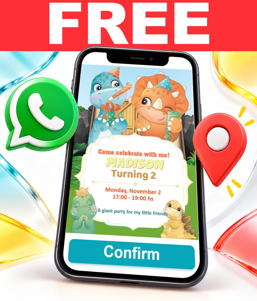 Invito interattivo di Piccoli Dinosauri Gratis