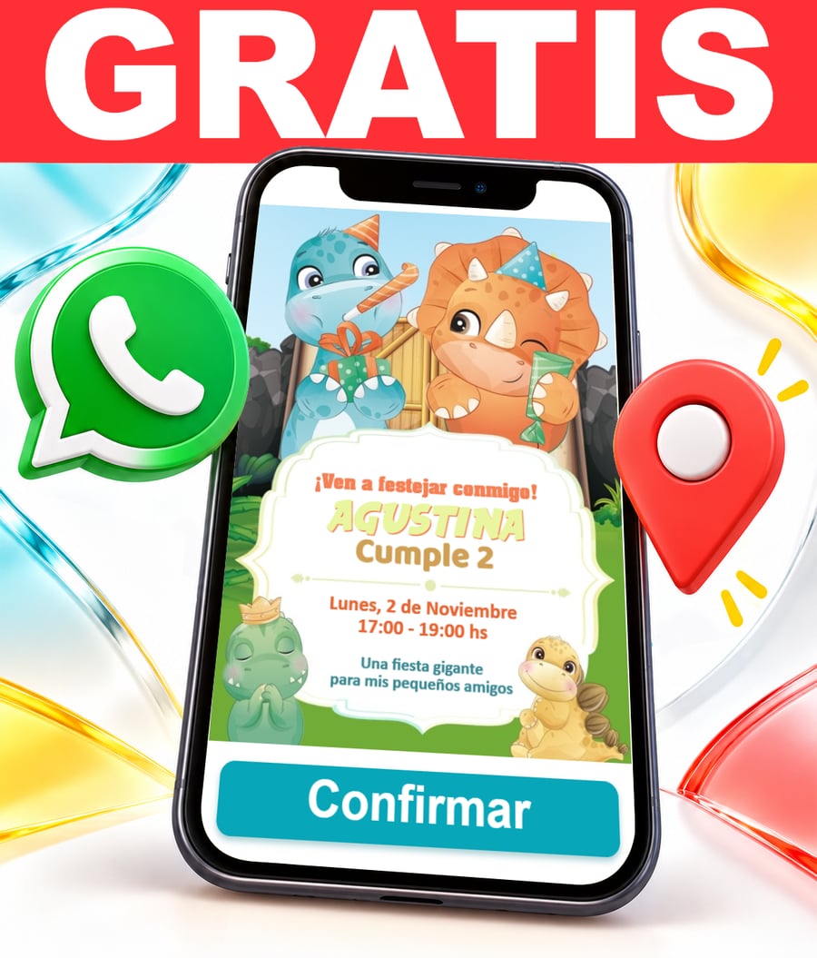 Invitación interactiva de Dinosaurios Bebes Gratis