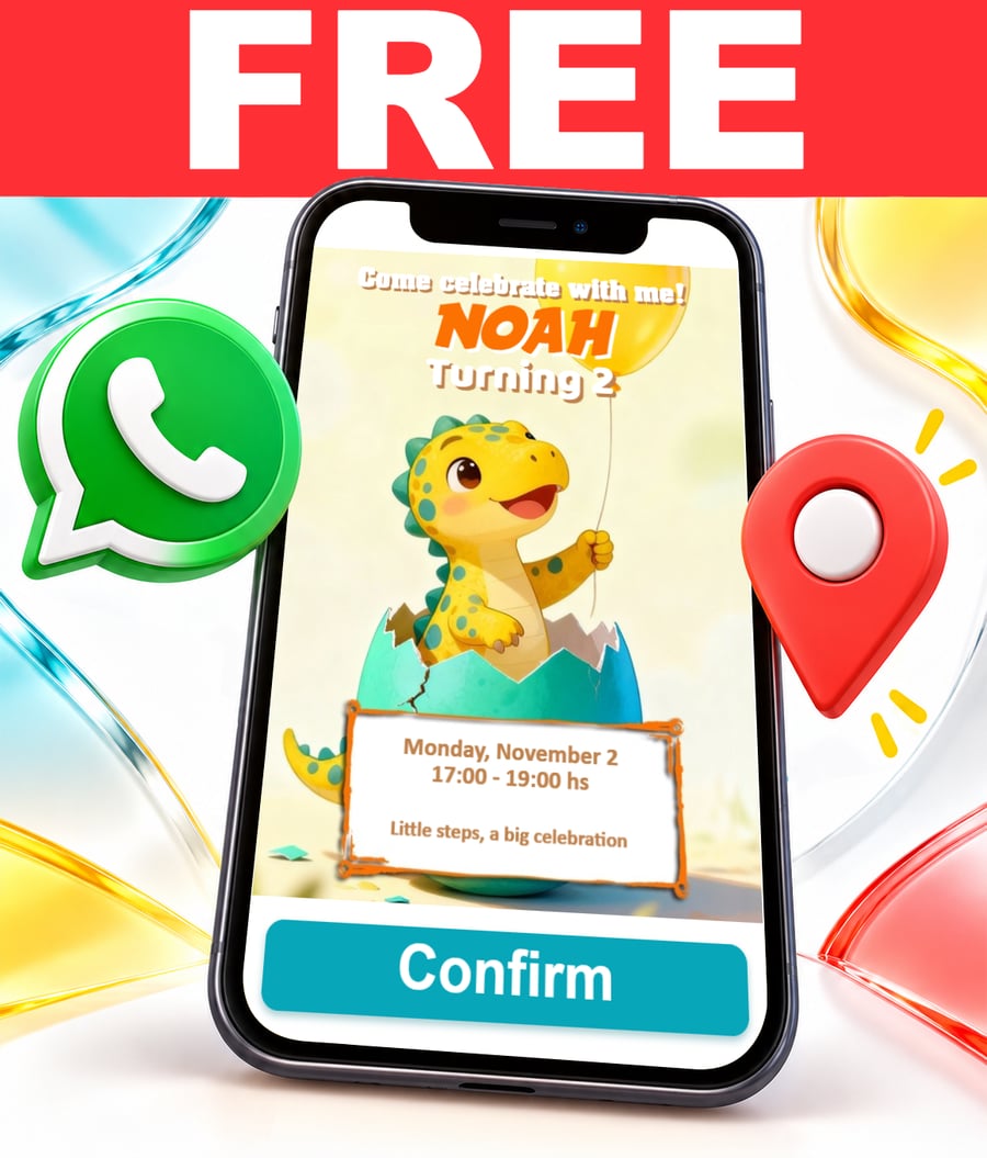 Invito interattivo di Festa dei Cuccioli di Dinosauro Gratis