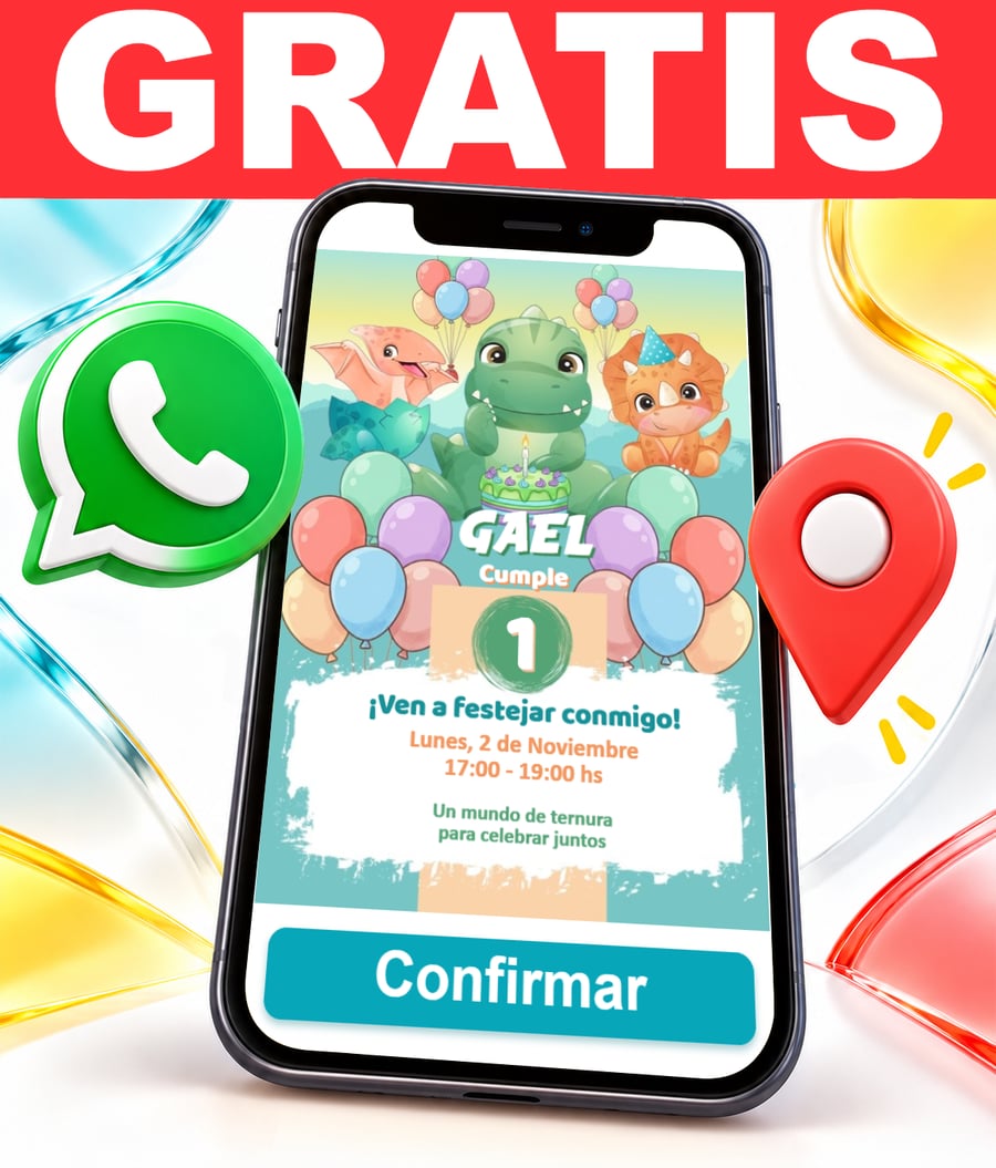 Invitación interactiva de Fiesta de Dinosaurios Bebés Gratis