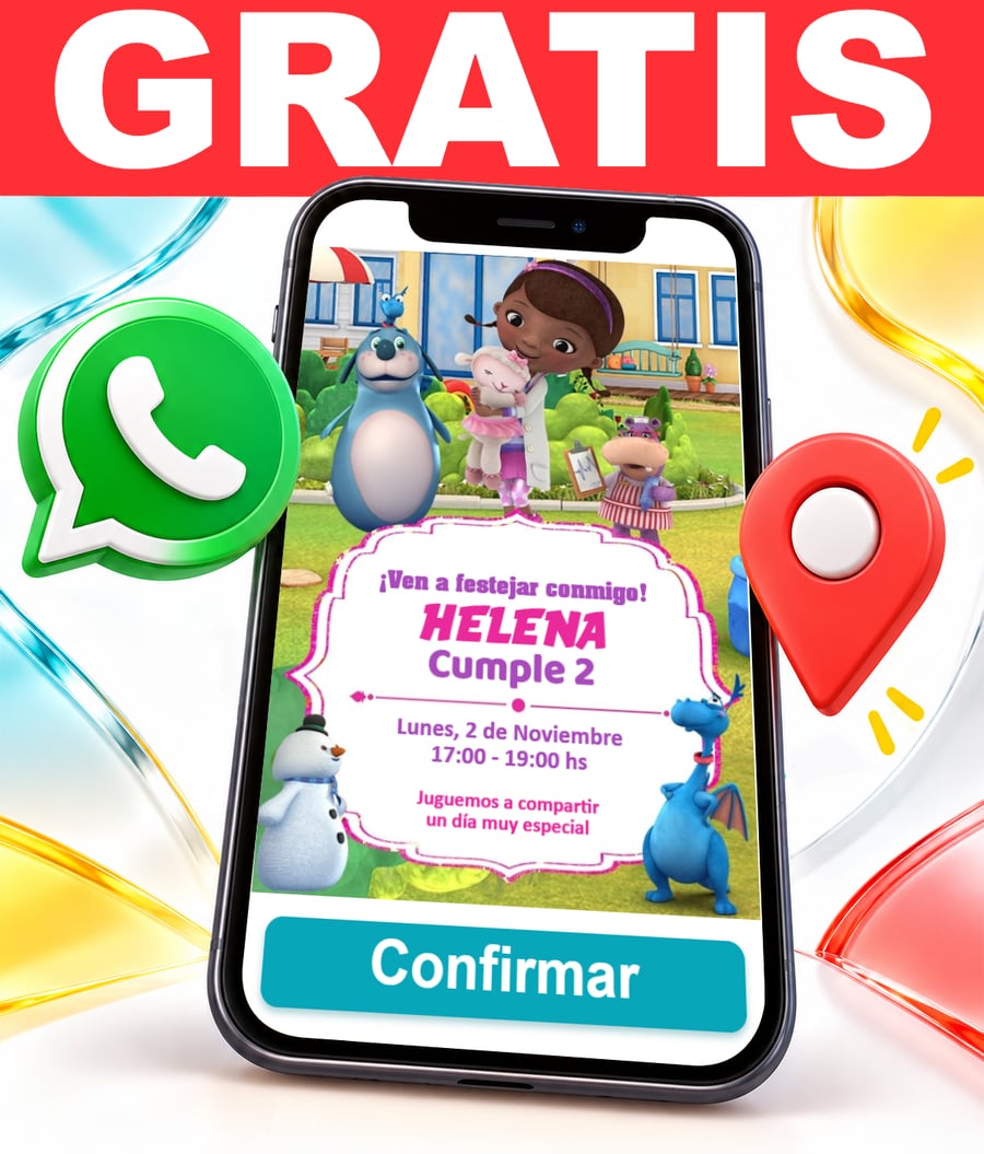 Invitación interactiva de Doctora Juguetes Gratis