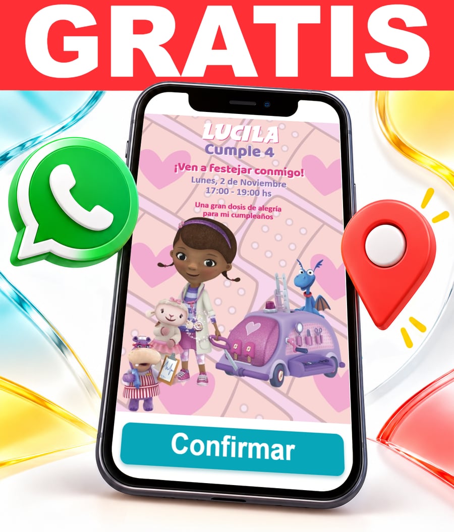 Invitación interactiva de Doctora Juguetes Gratis