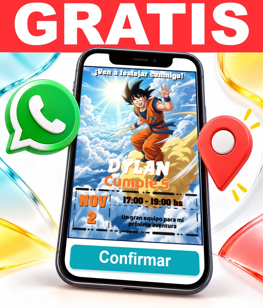 Invitación interactiva de Dragon Ball Goku Vegeta Gratis