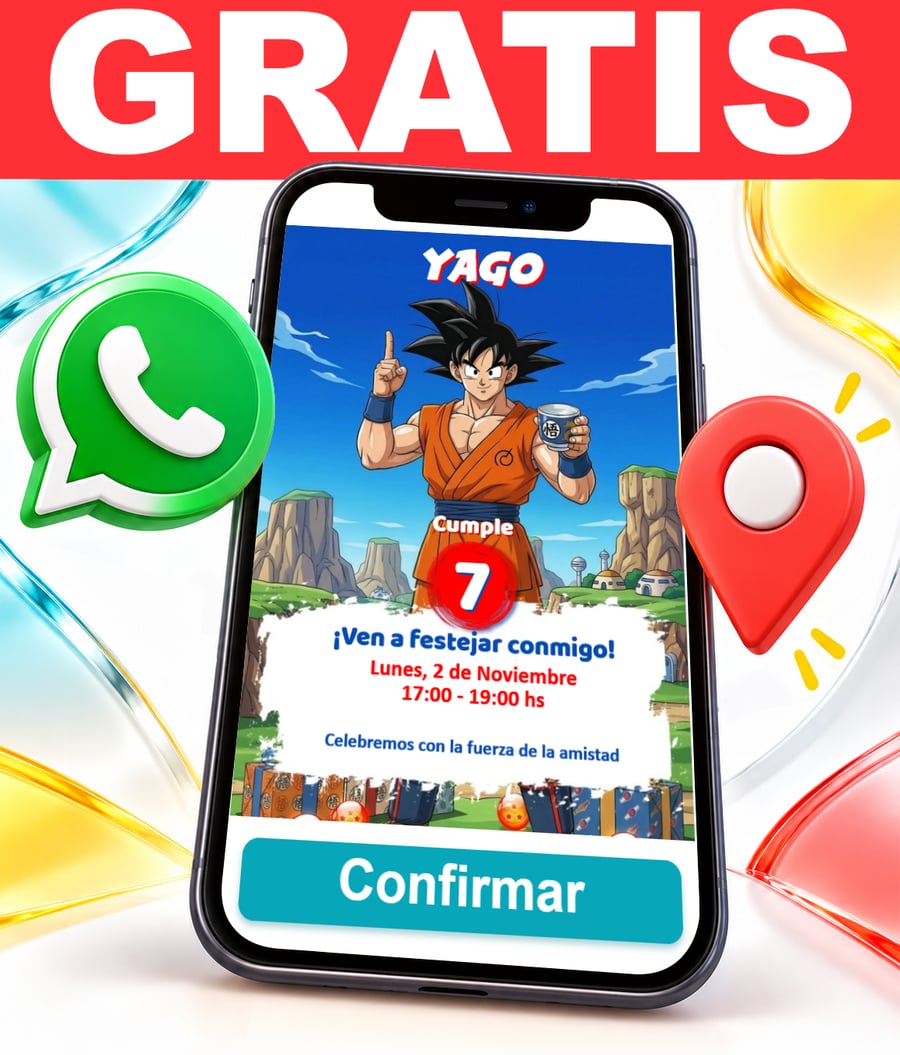 Invitación interactiva de Dragon Ball Goku Vegeta Gratis