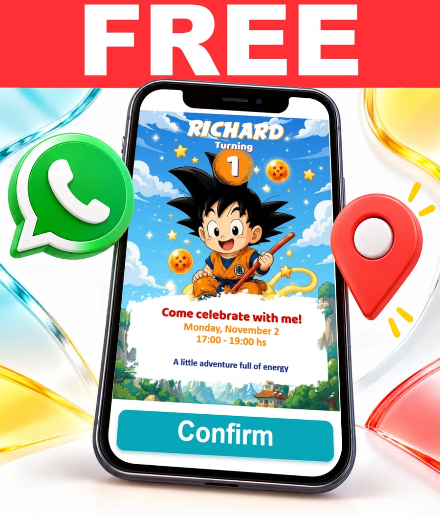 Invito interattivo di Son Goku Dragon Ball Baby Gratis