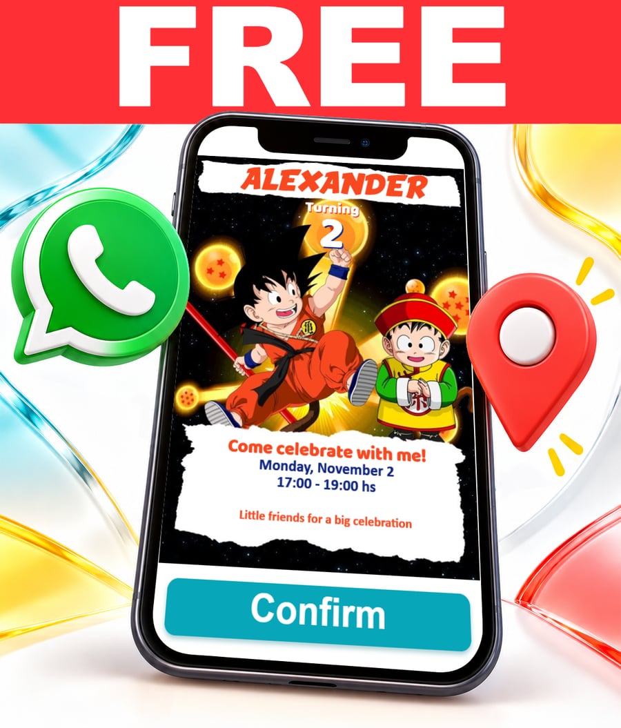 Invito interattivo di Son Goku Dragon Ball Baby Gratis