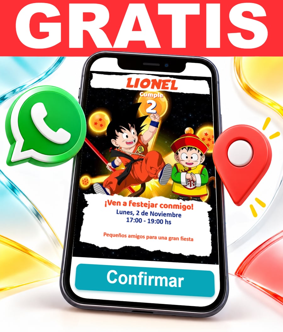 Invitación interactiva de Son Goku Dragon Ball Baby Gratis