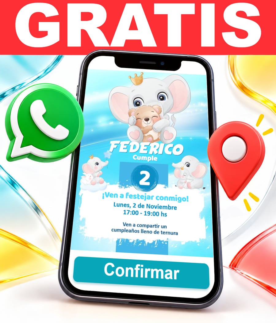 Invitación interactiva de Elefante Gratis
