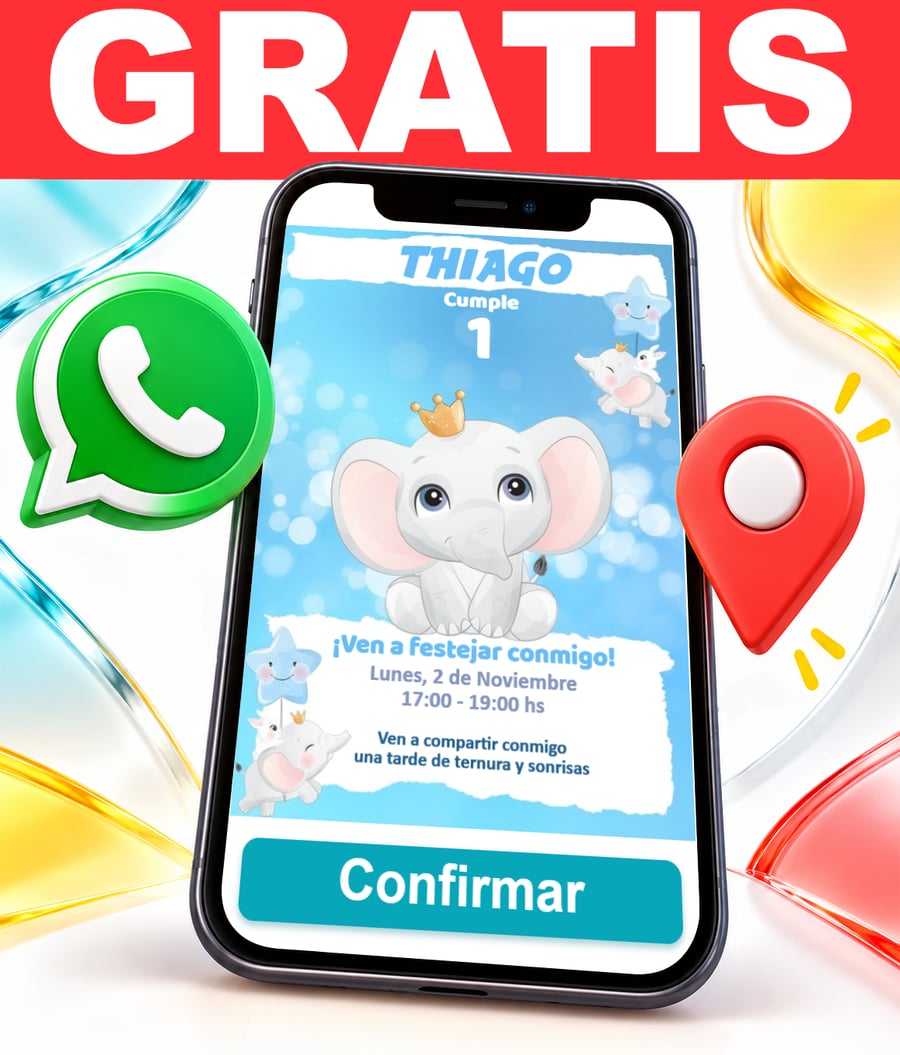 Invitación interactiva de Elefante Gratis