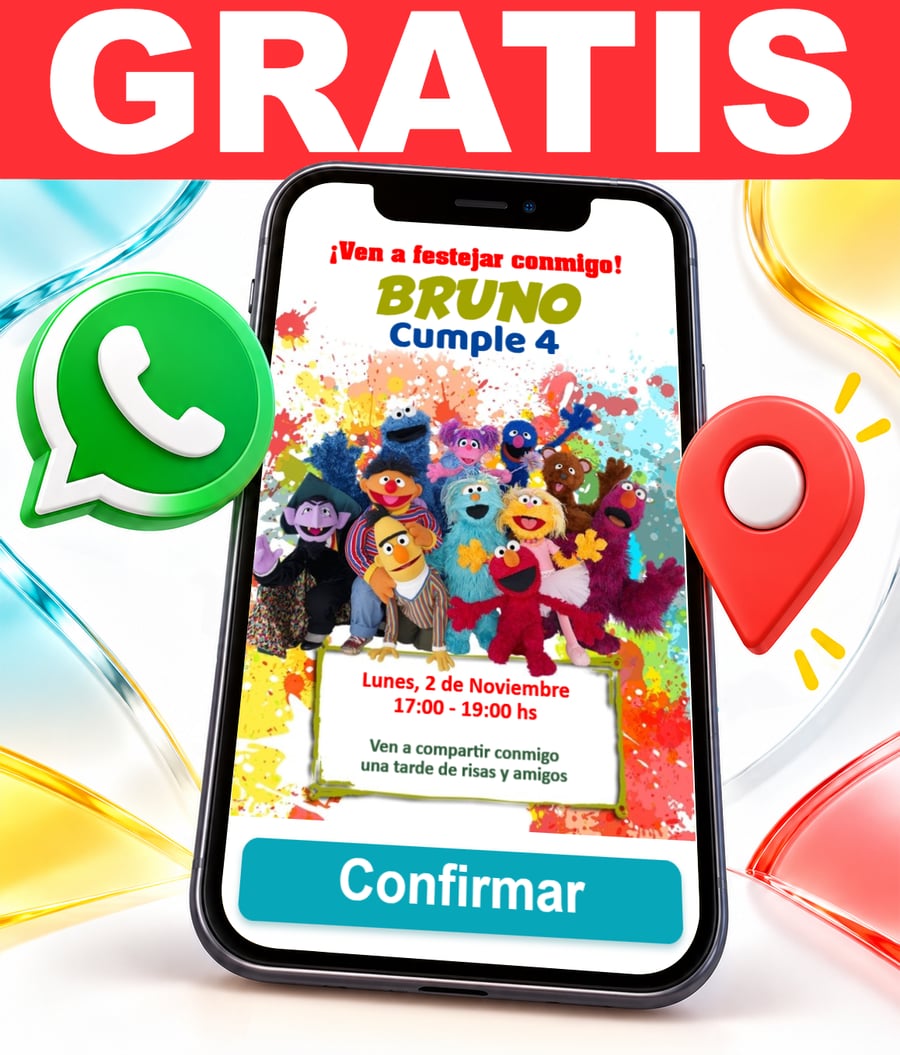 Invitación interactiva de Elmo Plaza Sésamo Gratis