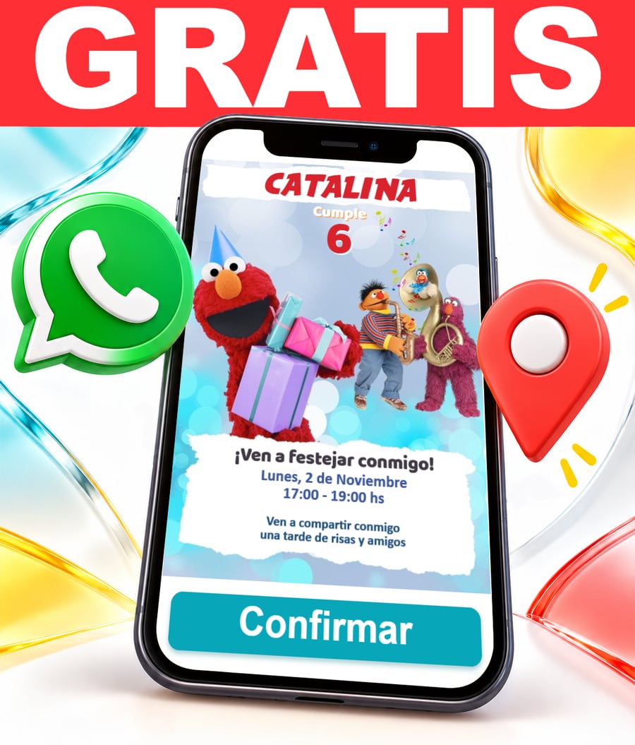 Invitación interactiva de Elmo Plaza Sésamo Gratis