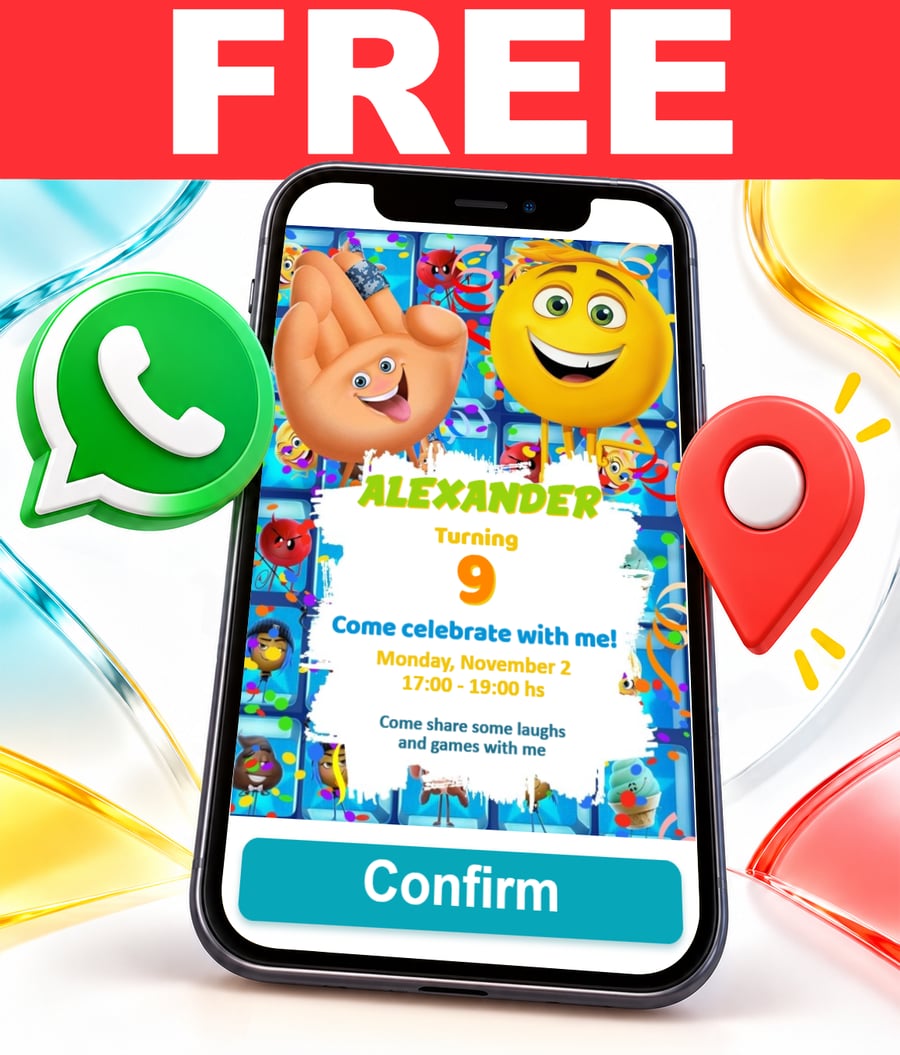 Free Emojis Party interactive invitation
