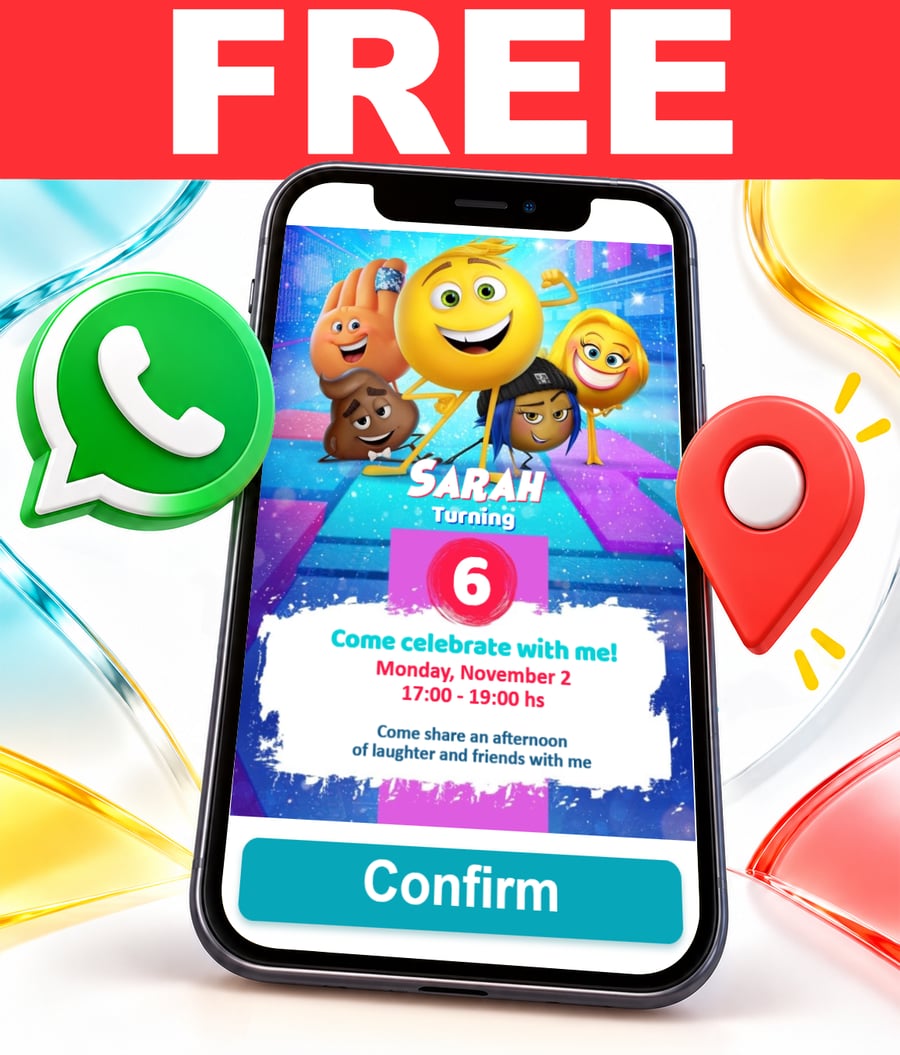 Free Emojis Party interactive invitation