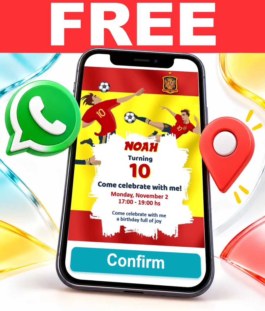 Free Spain Football Team interactive invitation