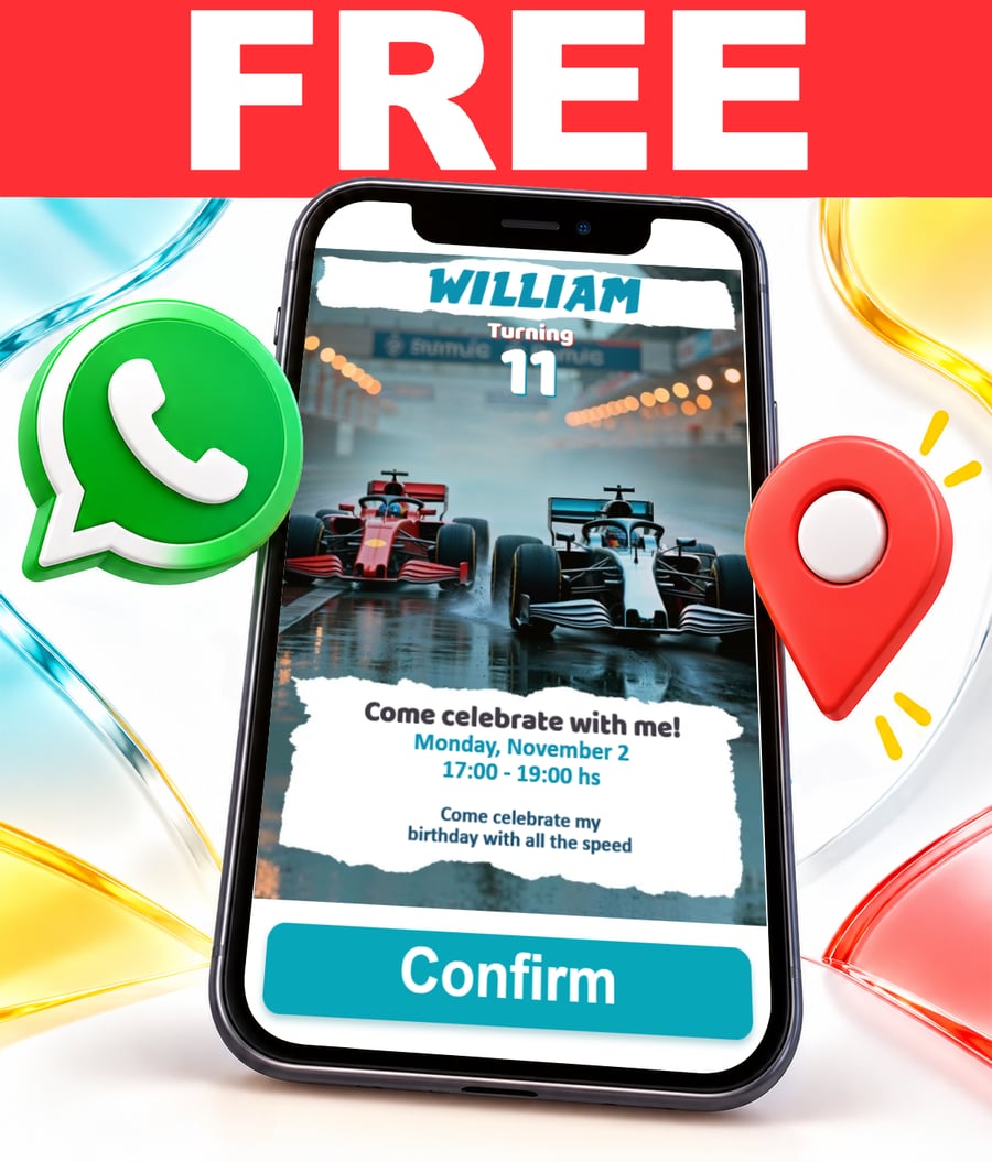 Convite interativo de Formula Um F1 Grátis