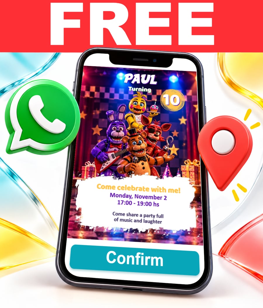 Invito interattivo di FNaF Five Nights at Freddy's Gratis