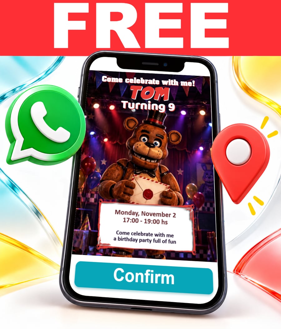 Invito interattivo di FNaF Five Nights at Freddy's Gratis