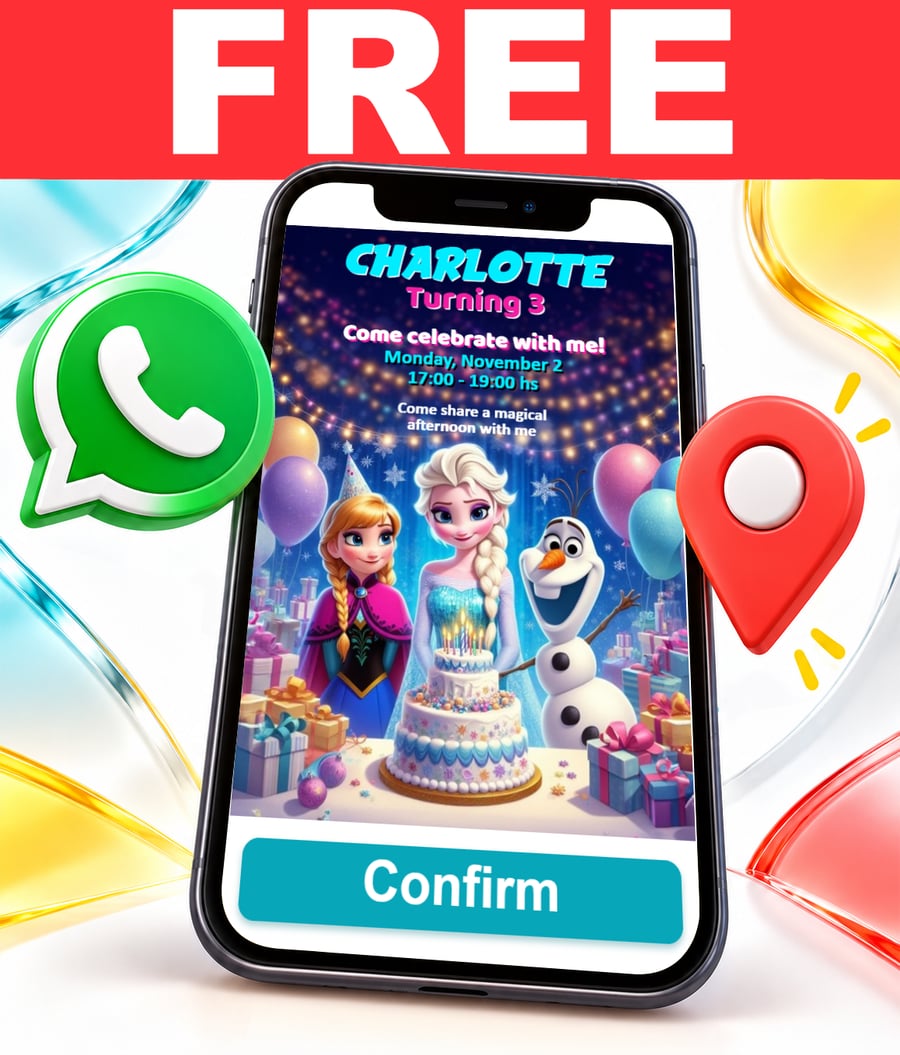 Invito interattivo di Compleanno Frozen - Il Regno di Ghiaccio Gratis