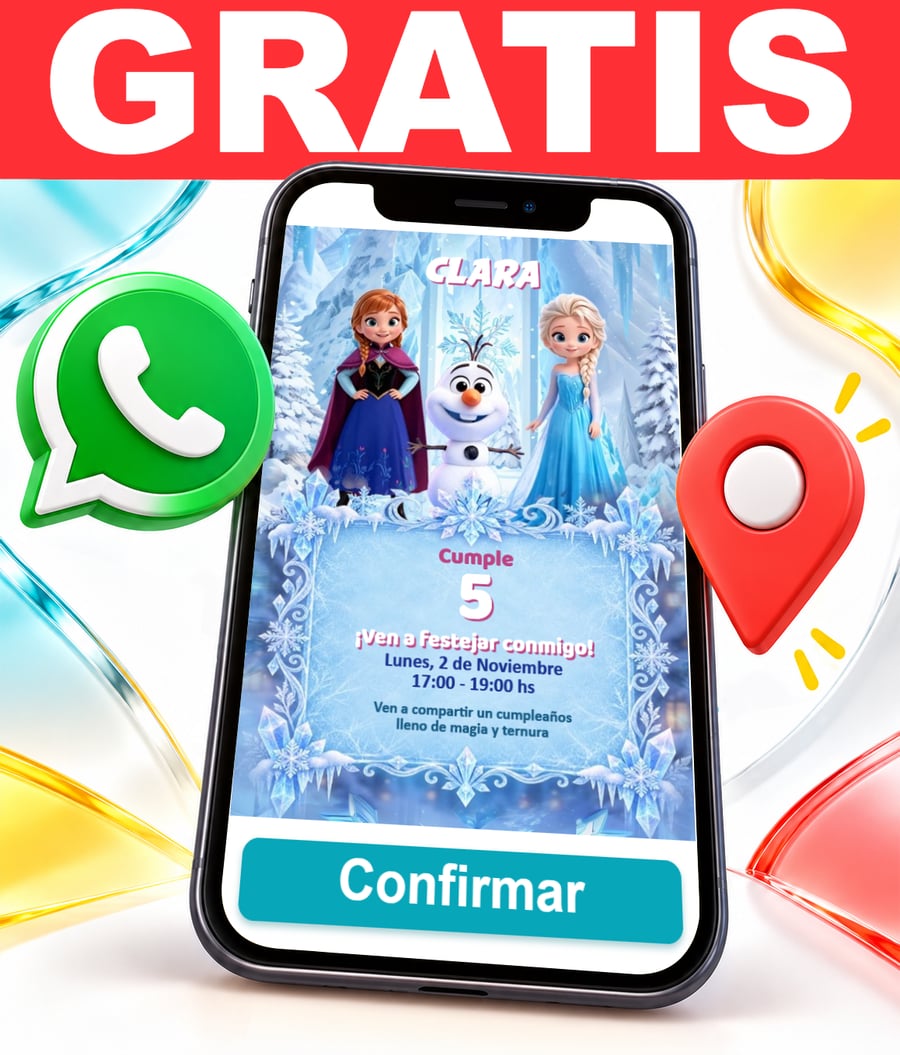 Invitación interactiva de Elsa y Anna Frozen Chibi Gratis
